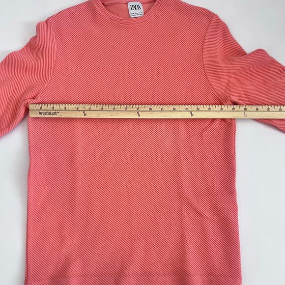 ZARA MENS TEXTURED OTTOMAN LONG SLEEVE CREW NECK SWEATER ORANGE SIZE MEDIUM - Picture 8 of 10
